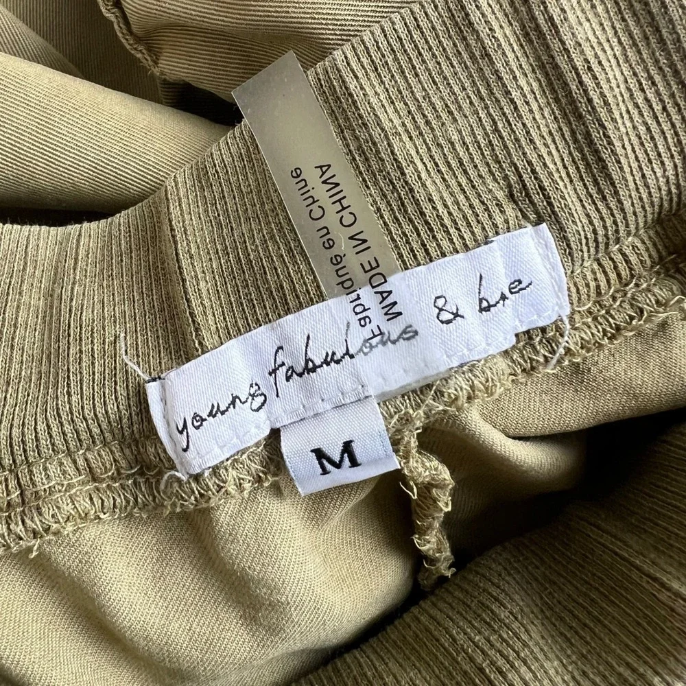 Young Fabulous & Broke Cargo Jogger Pants‎ Size Medium Khaki Tencel Utility